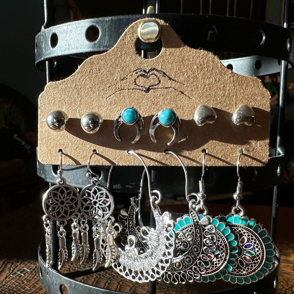 Bohemian turquoise earring set